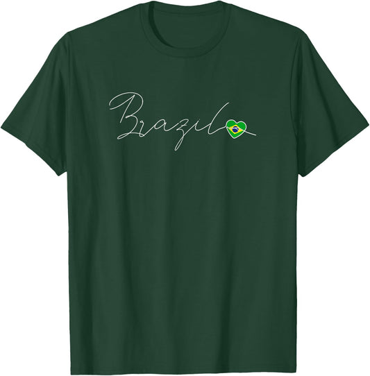Brasil Simple Love Brazilian Flag Heart on Brazil T-Shirt - T-Shirt | Forest