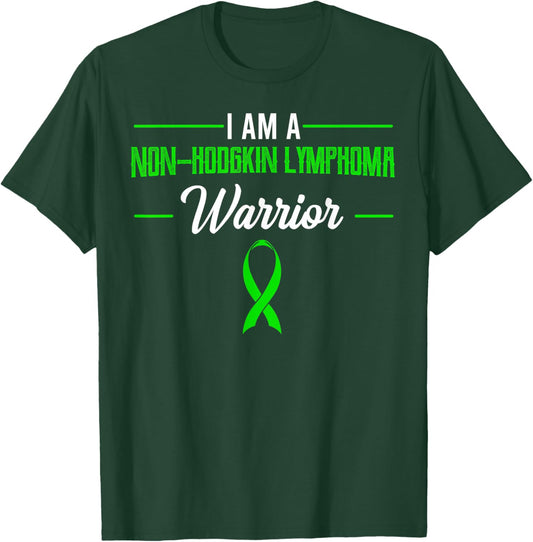 I Am A Non-Hodgkin Lymphoma Awareness Green Ribbon Gift T-Shirt - T-Shirt | Forest