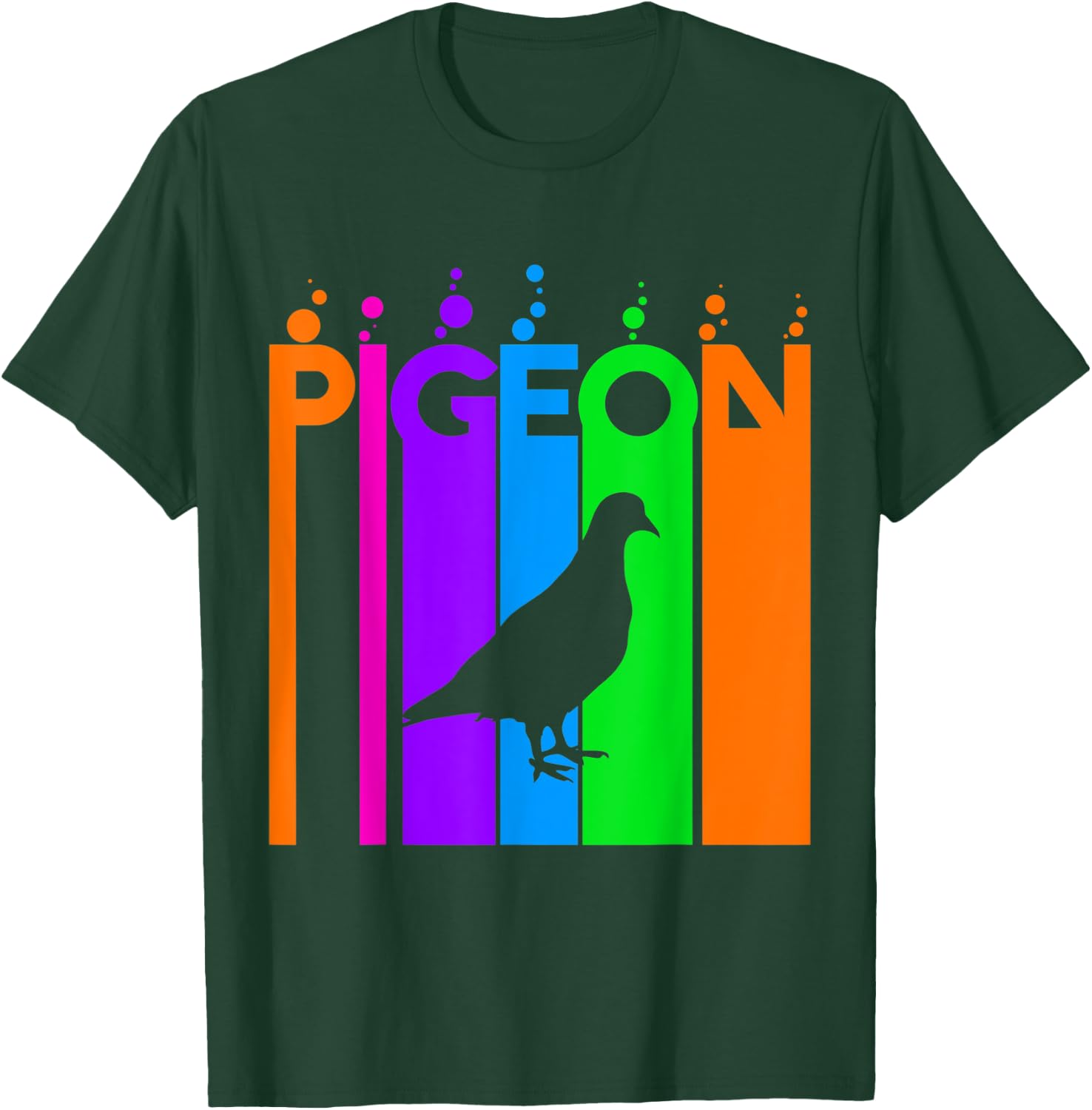 Pigeon Animal Rainbow Bubble with Silhouette T-Shirt - T-Shirt | Forest