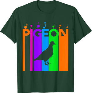 Pigeon Animal Rainbow Bubble with Silhouette T-Shirt - T-Shirt | Forest