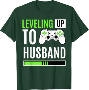 Leveling Up To Husband Gaming Gender Reveal Announcement T-Shirt - T-Shirt | Forest