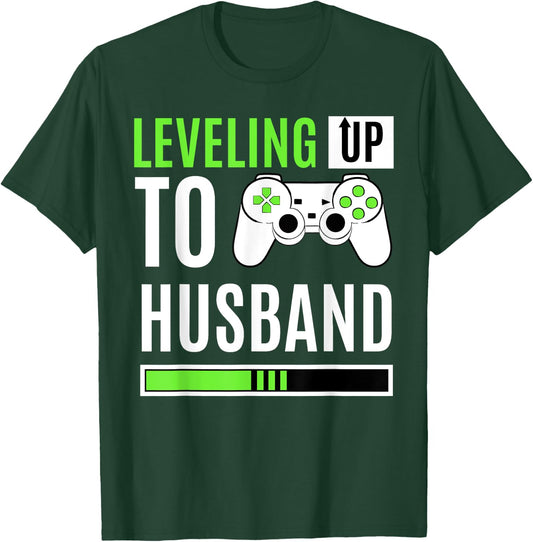 Leveling Up To Husband Gaming Gender Reveal Announcement T-Shirt - T-Shirt | Forest