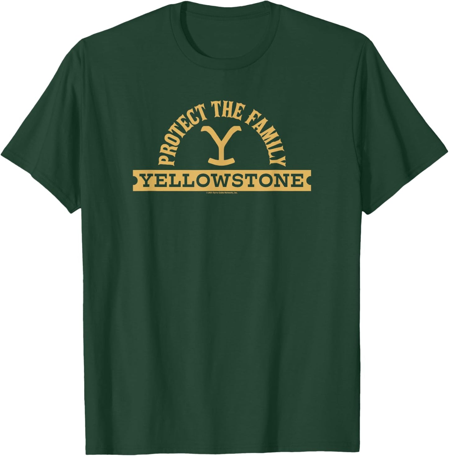 Yellowstone Dutton Ranch Protect The Family Gold Arched Logo T-Shirt - T-Shirt | Forest
