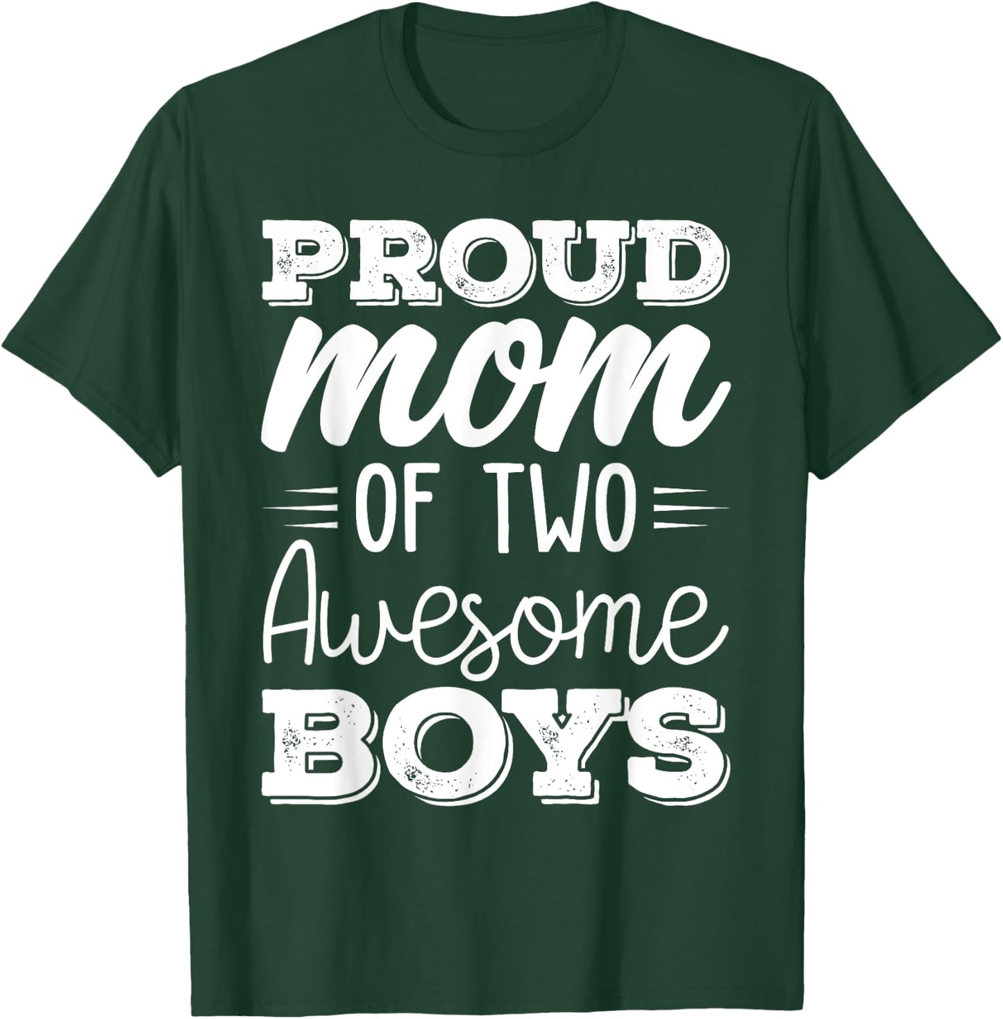 Women Two Mom of 2 Boys Mother's Day T-Shirt - T-Shirt | Forest