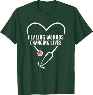RN Wound Care Nurse Healing Wounds Changing Lives T-Shirt - T-Shirt | Forest