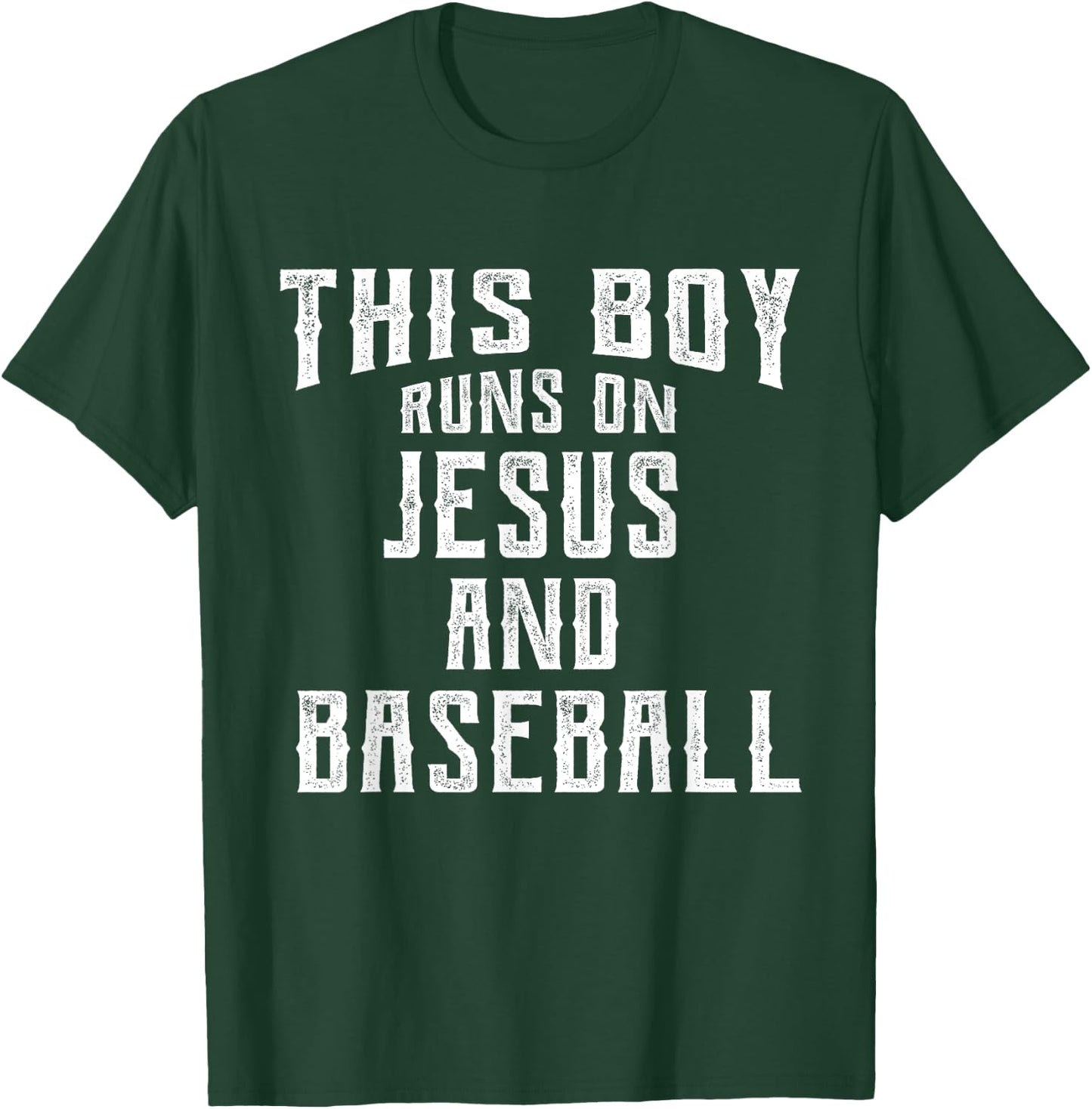 This Boy Runs On Jesus And Baseball Christian Gift T-Shirt - T-Shirt | Forest