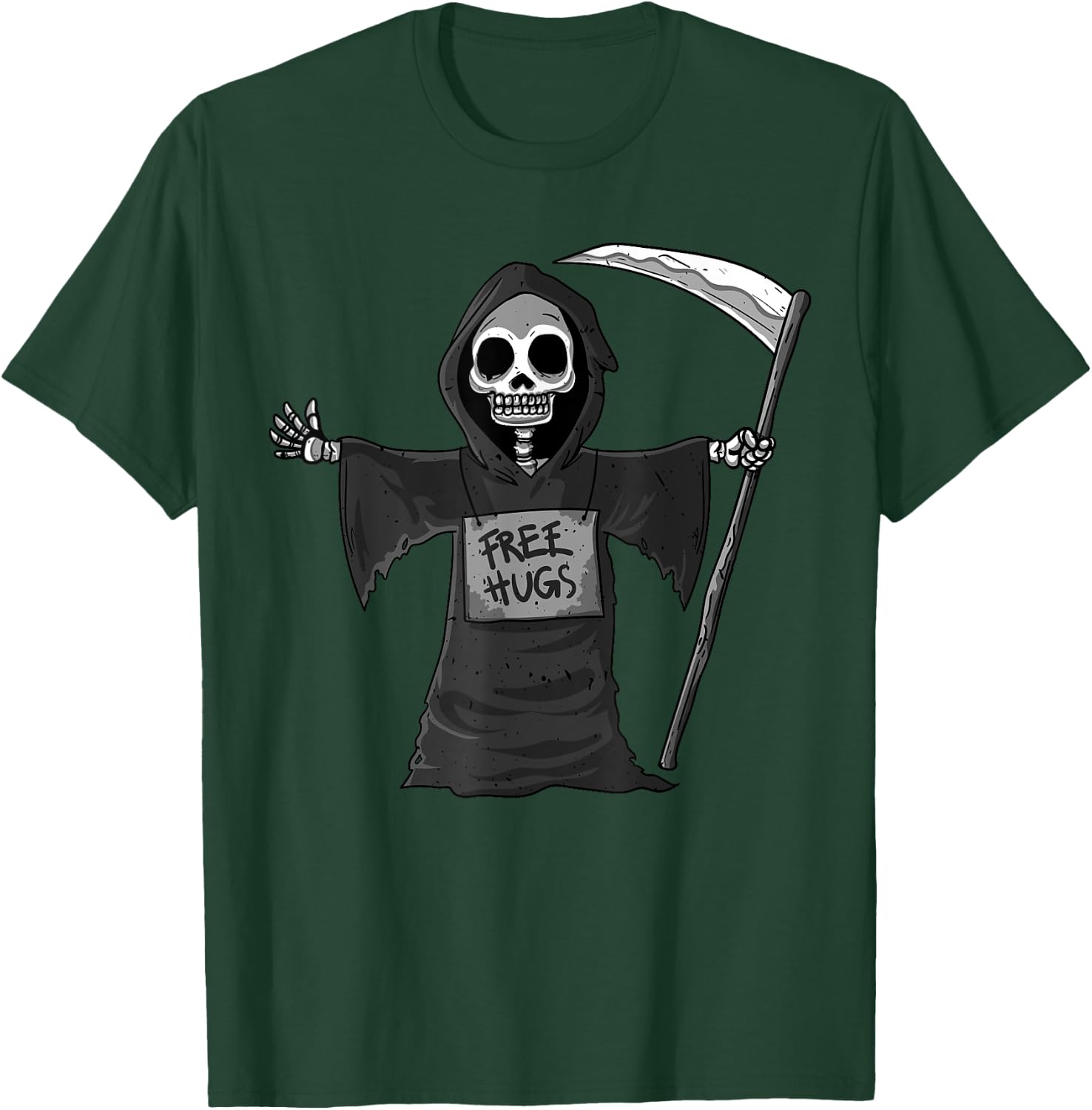 Free Hugs Grim Reaper Halloween Party Cosplay Lazy Costume T-Shirt - T-Shirt | Forest