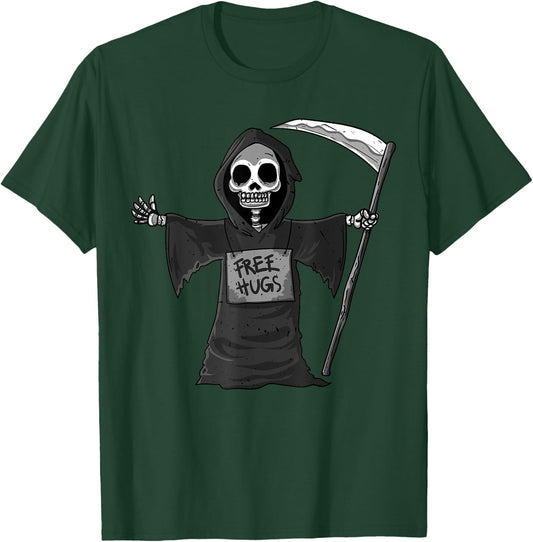 Free Hugs Grim Reaper Halloween Party Cosplay Lazy Costume T-Shirt - T-Shirt | Forest