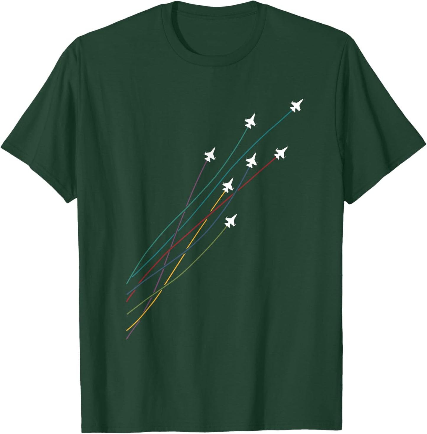 Pilot Colorful Flying Jets Airplanes Fighter Jet Gift T-Shirt - T-Shirt | Forest