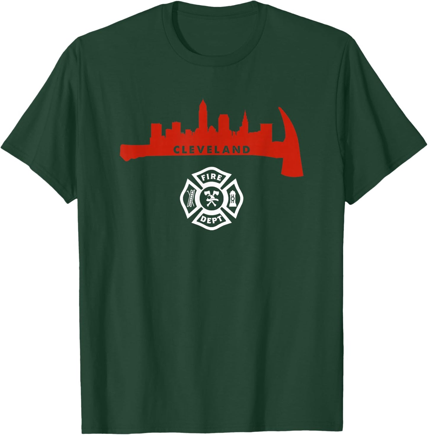 Cleveland Ohio Division of Fire Firefighter Rescue Uniform T-Shirt - T-Shirt | Forest