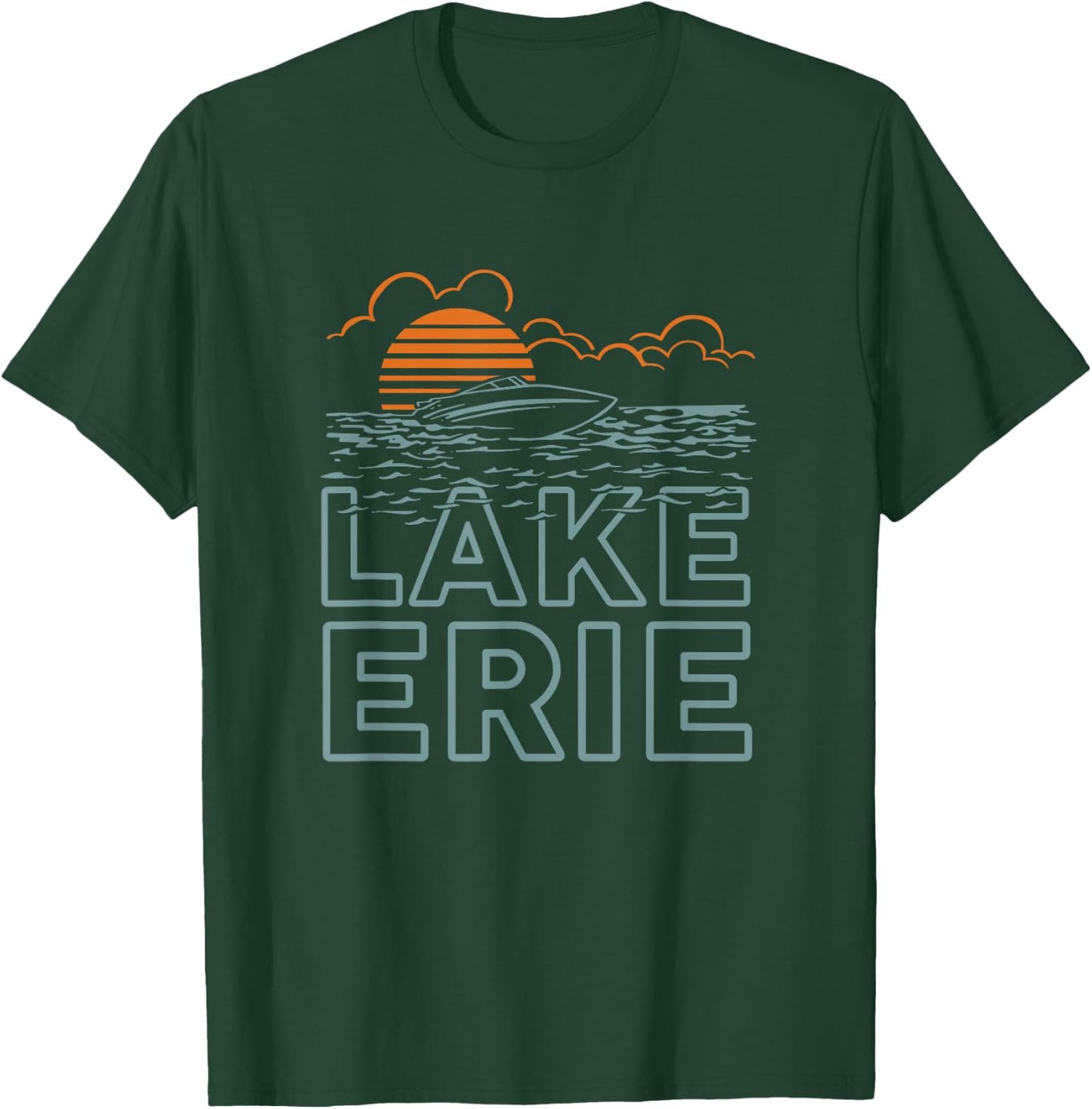 Lake Erie Boating Ohio retro Vintage Great Lakes T-Shirt - T-Shirt | Forest