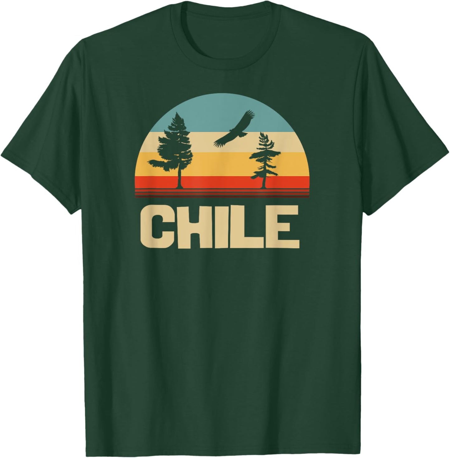 Retro Colours Mountains and Mountains Chile T-Shirt - T-Shirt | Forest