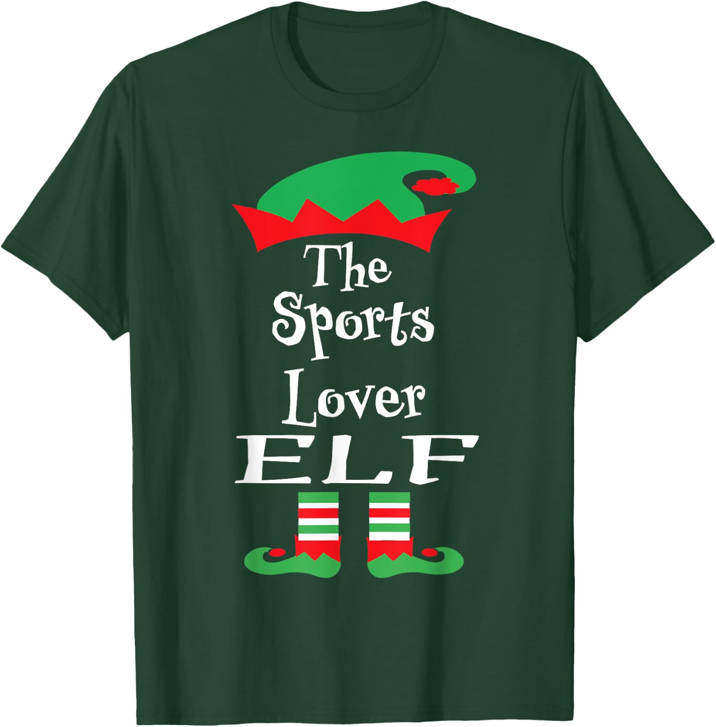 Funny The Sports Lover Elf Shirt Christmas Matching Family T-Shirt - T-Shirt | Forest