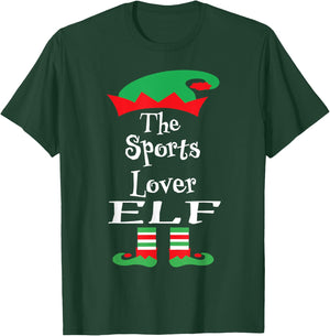 Funny The Sports Lover Elf Shirt Christmas Matching Family T-Shirt - T-Shirt | Forest