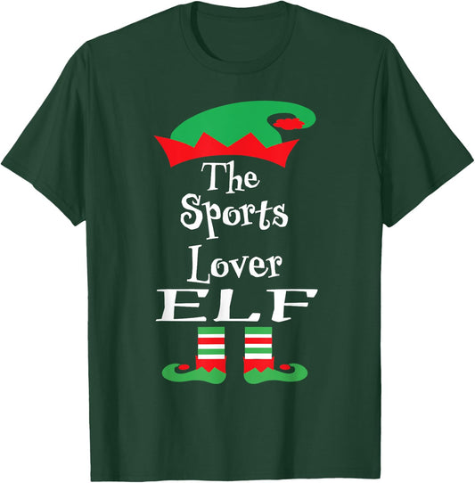 Funny The Sports Lover Elf Shirt Christmas Matching Family T-Shirt - T-Shirt | Forest