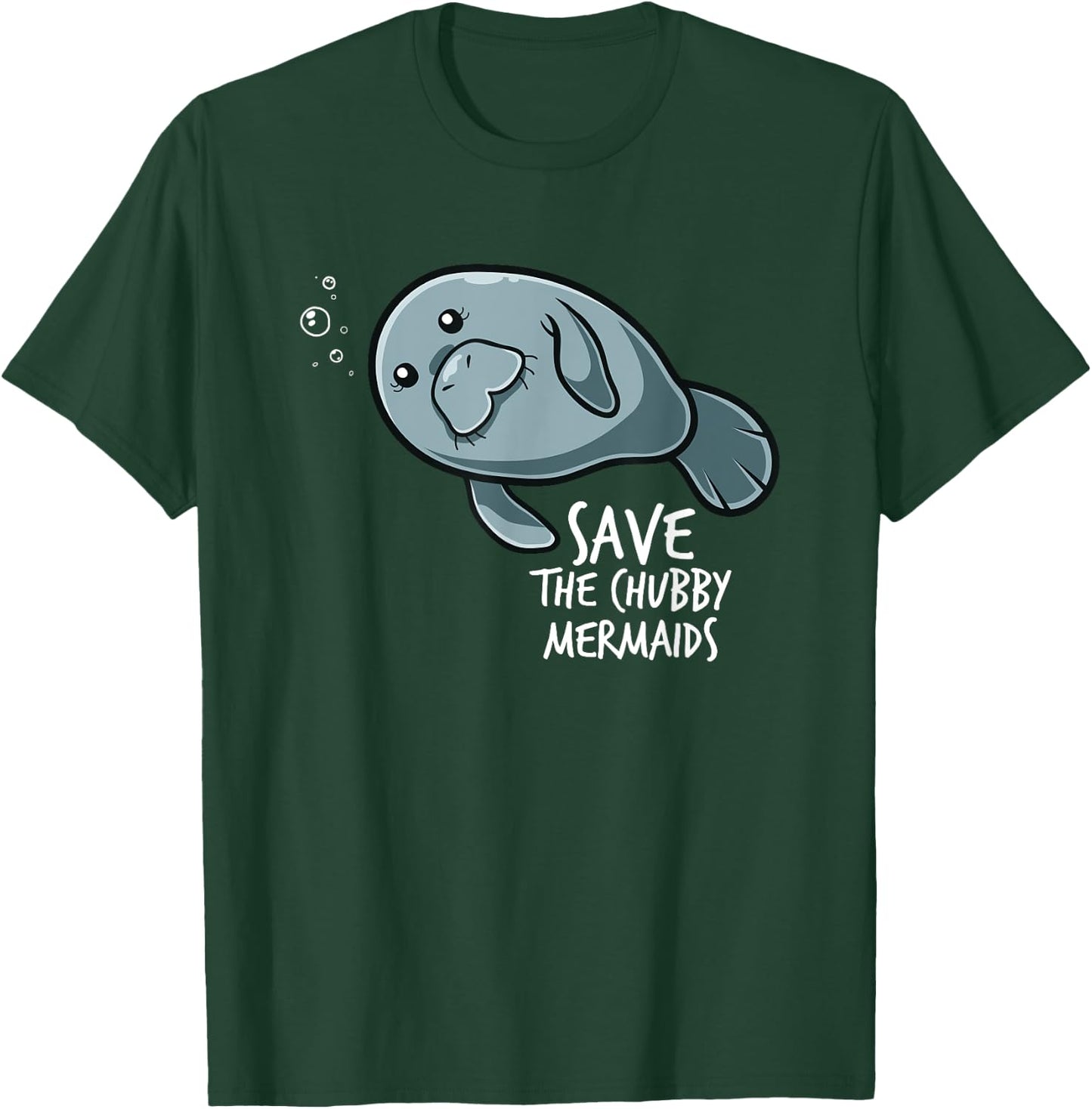 Save The Chubby Mermaid Sea Animal Flaoty Potato Manatee T-Shirt - T-Shirt | Forest