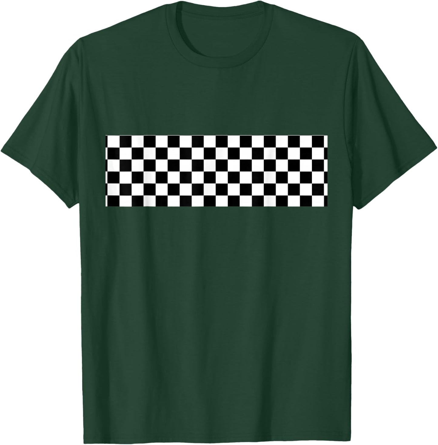 Checkered Checker Black & White Teen & Adults T-Shirt - T-Shirt | Forest
