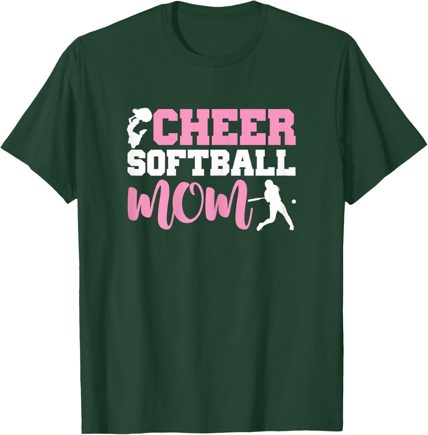 Funny Softball Cheerleading Lover Graphic Softball Cheer Mom T-Shirt - T-Shirt | Forest