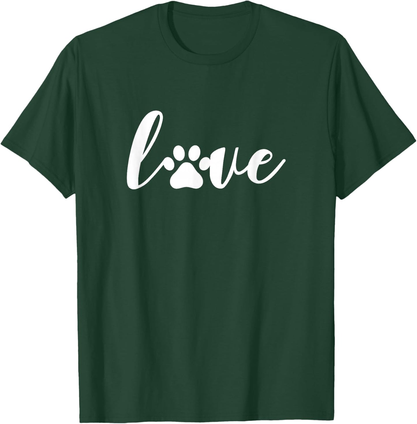 Paw Print Love Heart Funny Cool Dog Cat Mom Pet Animal Lover Small T-Shirt - T-Shirt | Forest