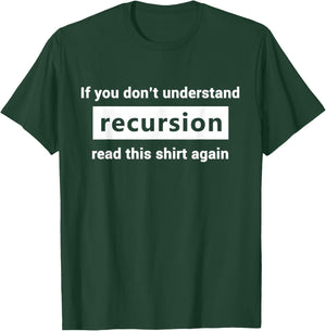 Programmer Coding And Hacker -Adults Black Small Classic Fit Short Sleeve Recursion Definition Programming Gift Coders T-Shirt - T-Shirt | Forest
