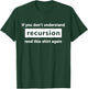 Programmer Coding And Hacker -Adults Black Small Classic Fit Short Sleeve Recursion Definition Programming Gift Coders T-Shirt - T-Shirt | Forest