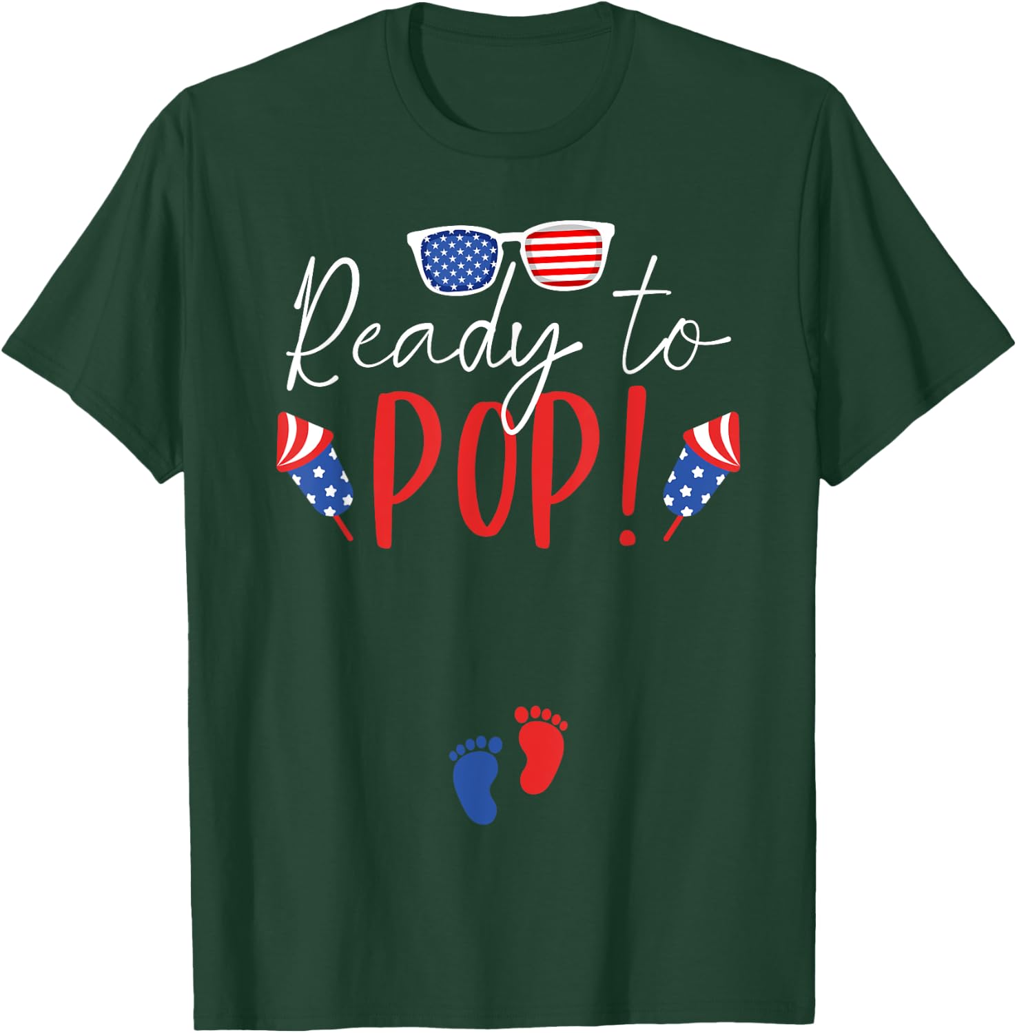 Ready to Pop 4th of July Pregnancy Announcement Mom to Be T-Shirt - T-Shirt | Forest