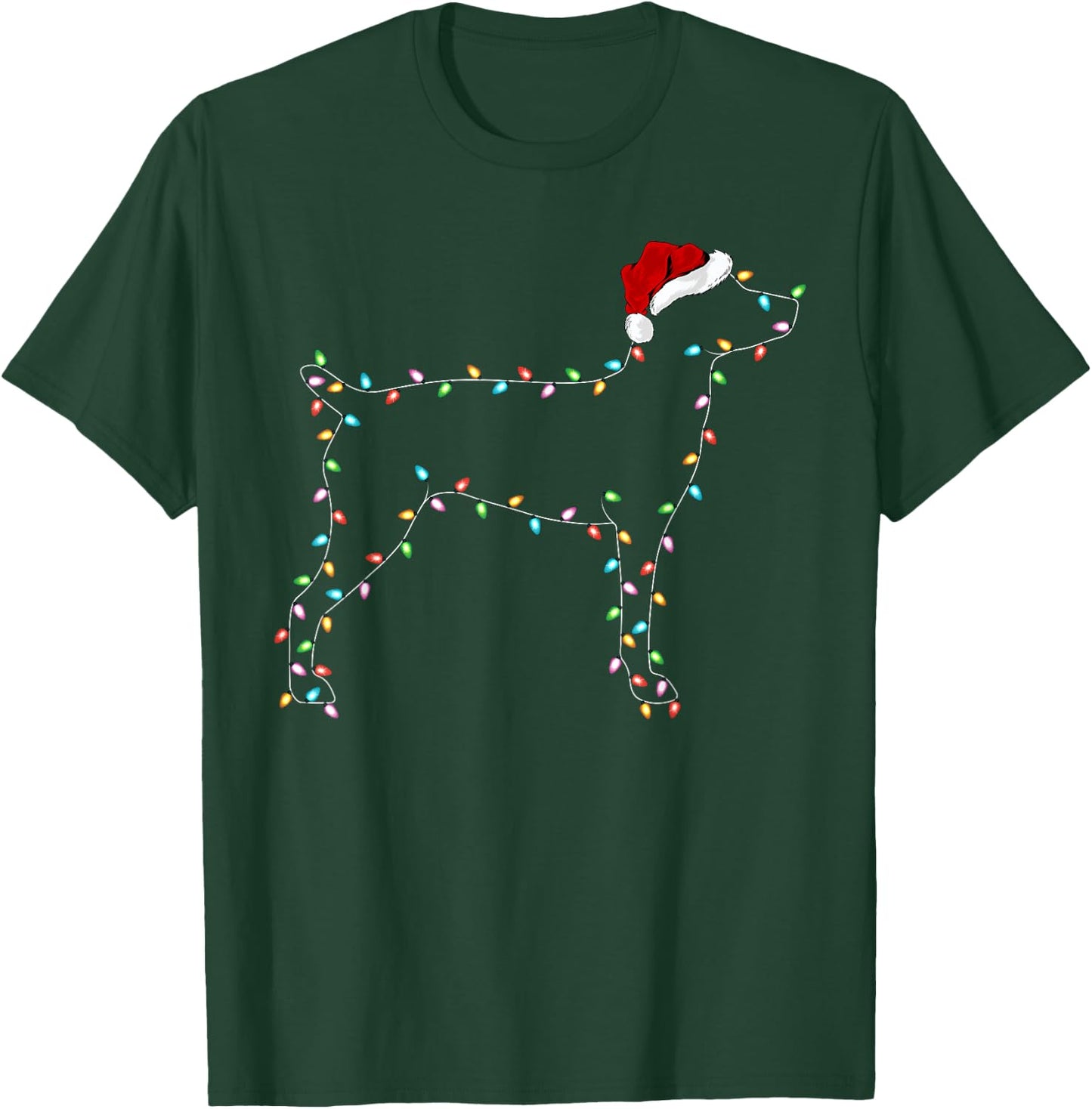 Rat Terrier Xmas Lighting Santa Hat Rat Terrier Christmas T-Shirt - T-Shirt | Forest