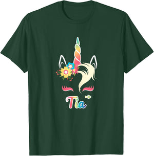Rainbow Unicorn Tia Shirt Custom Name Gift girls T-Shirt - T-Shirt | Forest