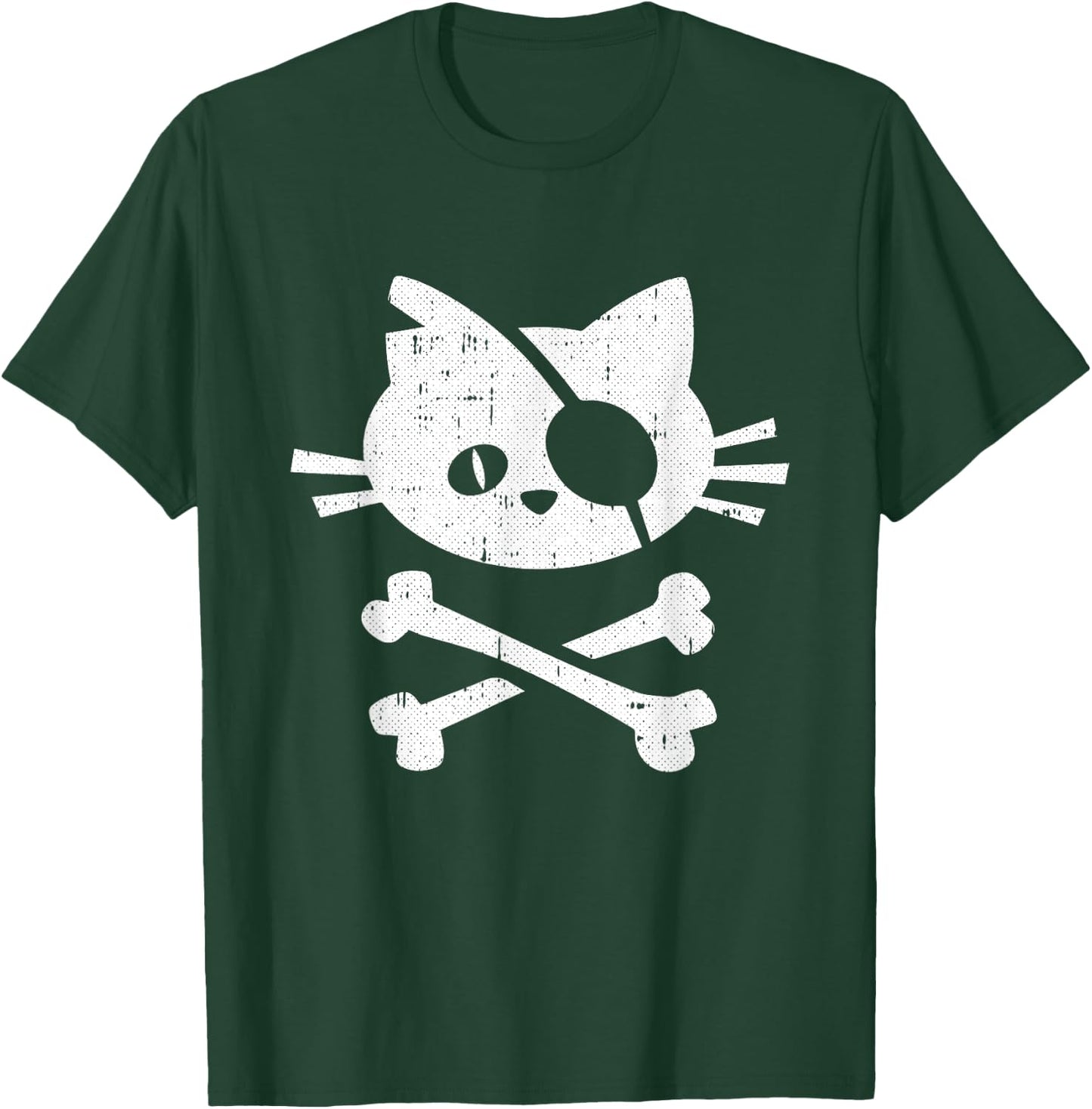 Cat Pirate Lazy Halloween Costume Kitten Skull Cross-bones T-Shirt - T-Shirt | Forest