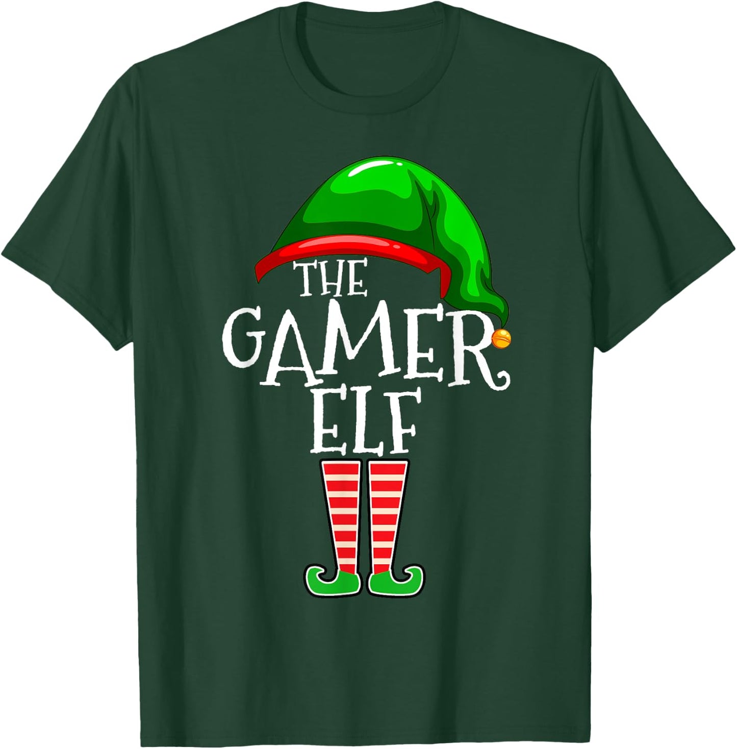 Gamer Elf Family Matching Group Christmas Video Game T-Shirt - T-Shirt | Forest