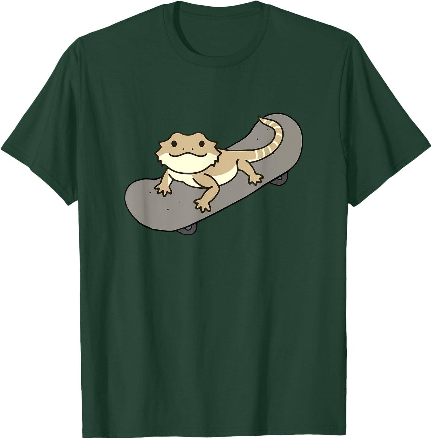 Funny Bearded Dragon On Skateboard Cute Pet Lizard Lover T-Shirt - T-Shirt | Forest