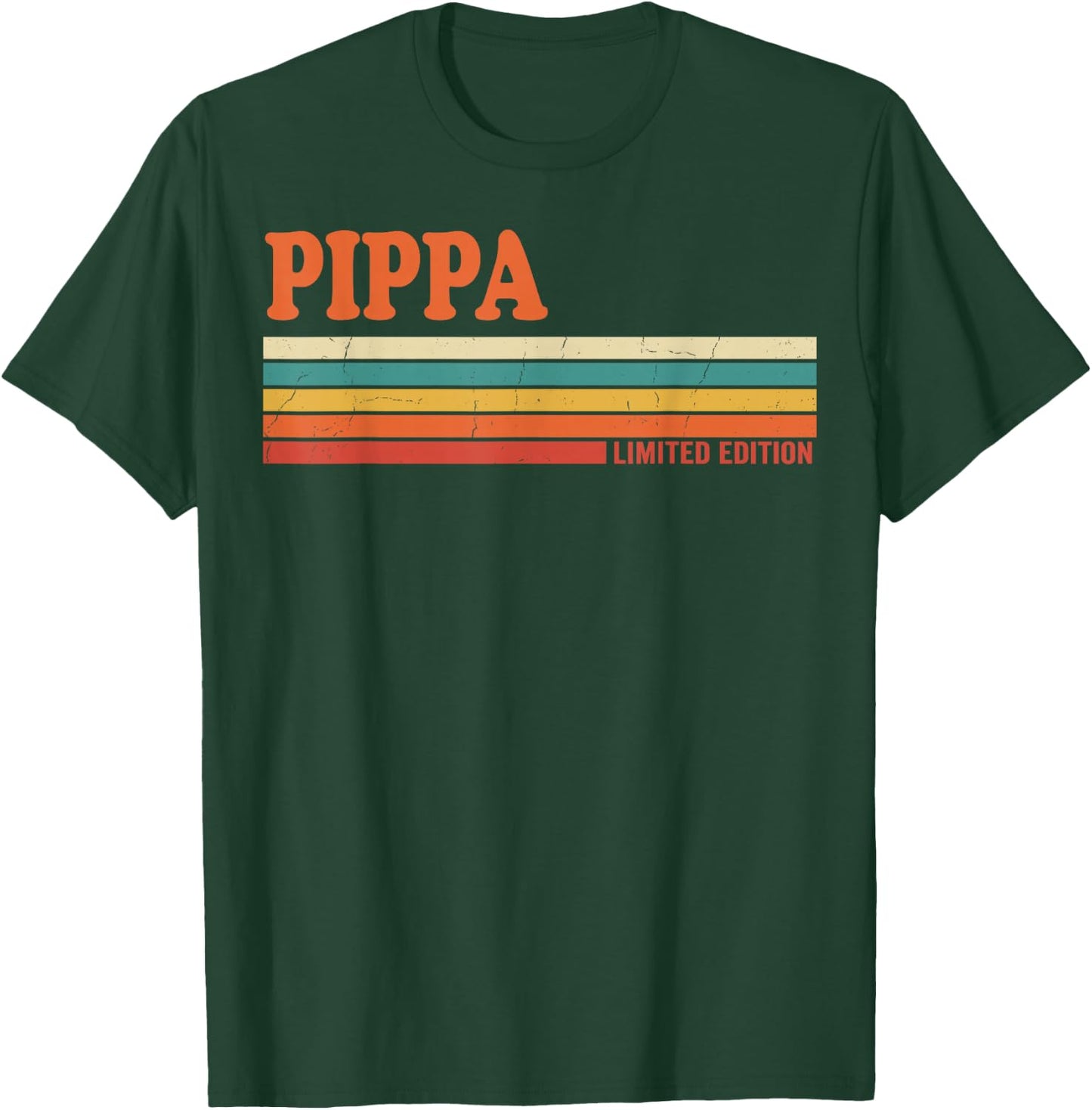 Pippa Retro Personalized First Name Vintage Stripes T-Shirt - T-Shirt | Forest