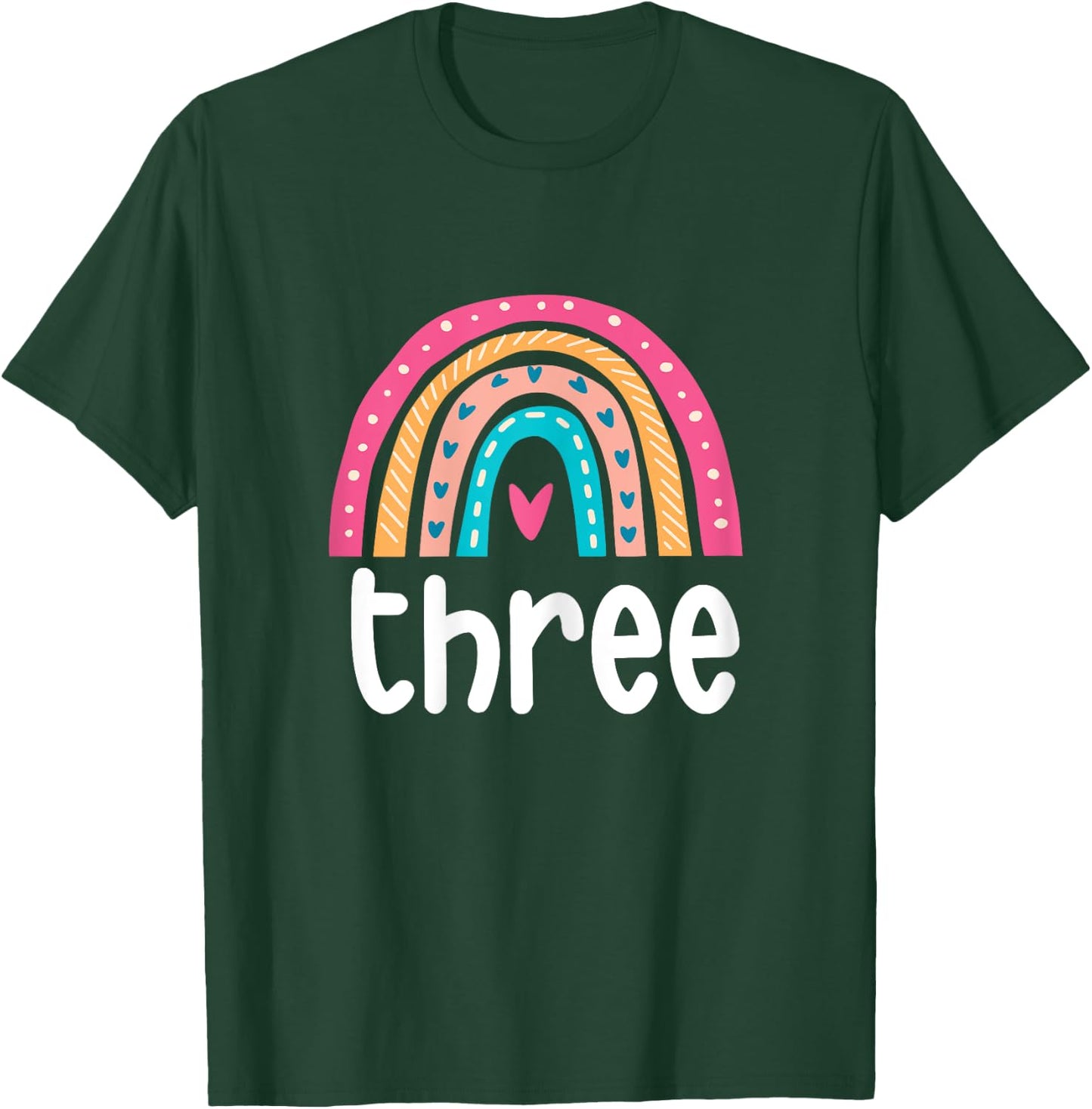 Girls 3rd Birthday Boho Rainbow Three 3 Years Old Birthday T-Shirt - T-Shirt | Forest