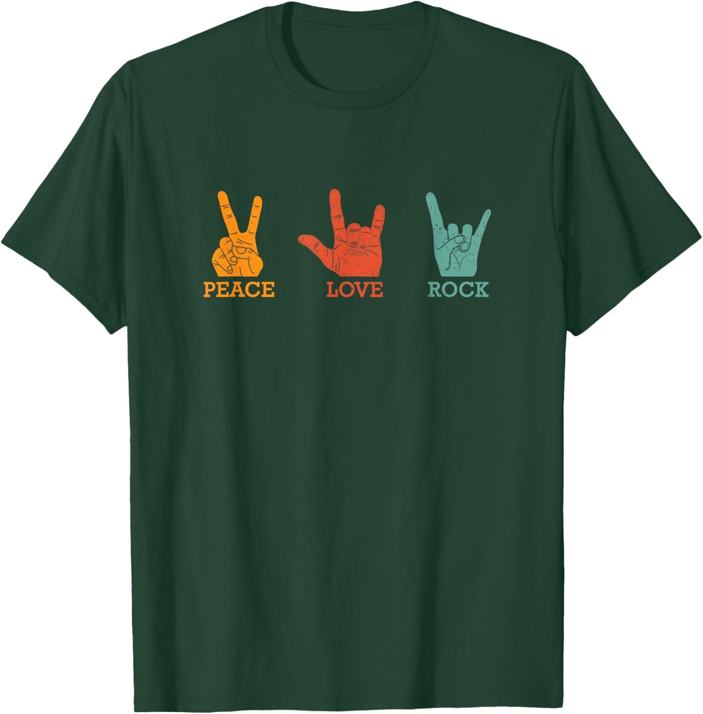 Classic Peace Love Rock Vintage Concert Band Rock Music T-Shirt - T-Shirt | Forest