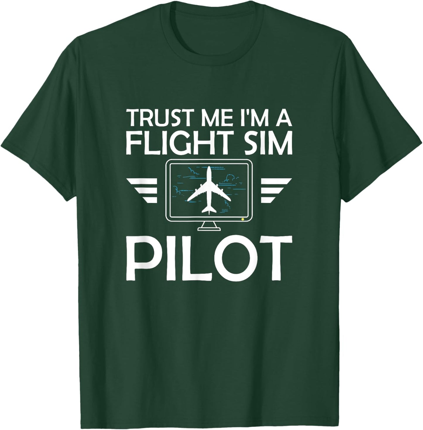 Flight Simulator Pilot Four Engine Jet Aircraft Aviation T-Shirt - T-Shirt | Forest