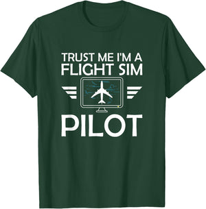 Flight Simulator Pilot Four Engine Jet Aircraft Aviation T-Shirt - T-Shirt | Forest
