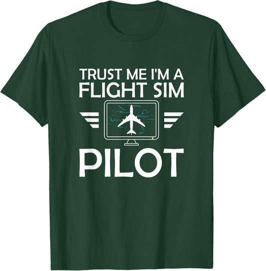 Flight Simulator Pilot Four Engine Jet Aircraft Aviation T-Shirt - T-Shirt | Forest