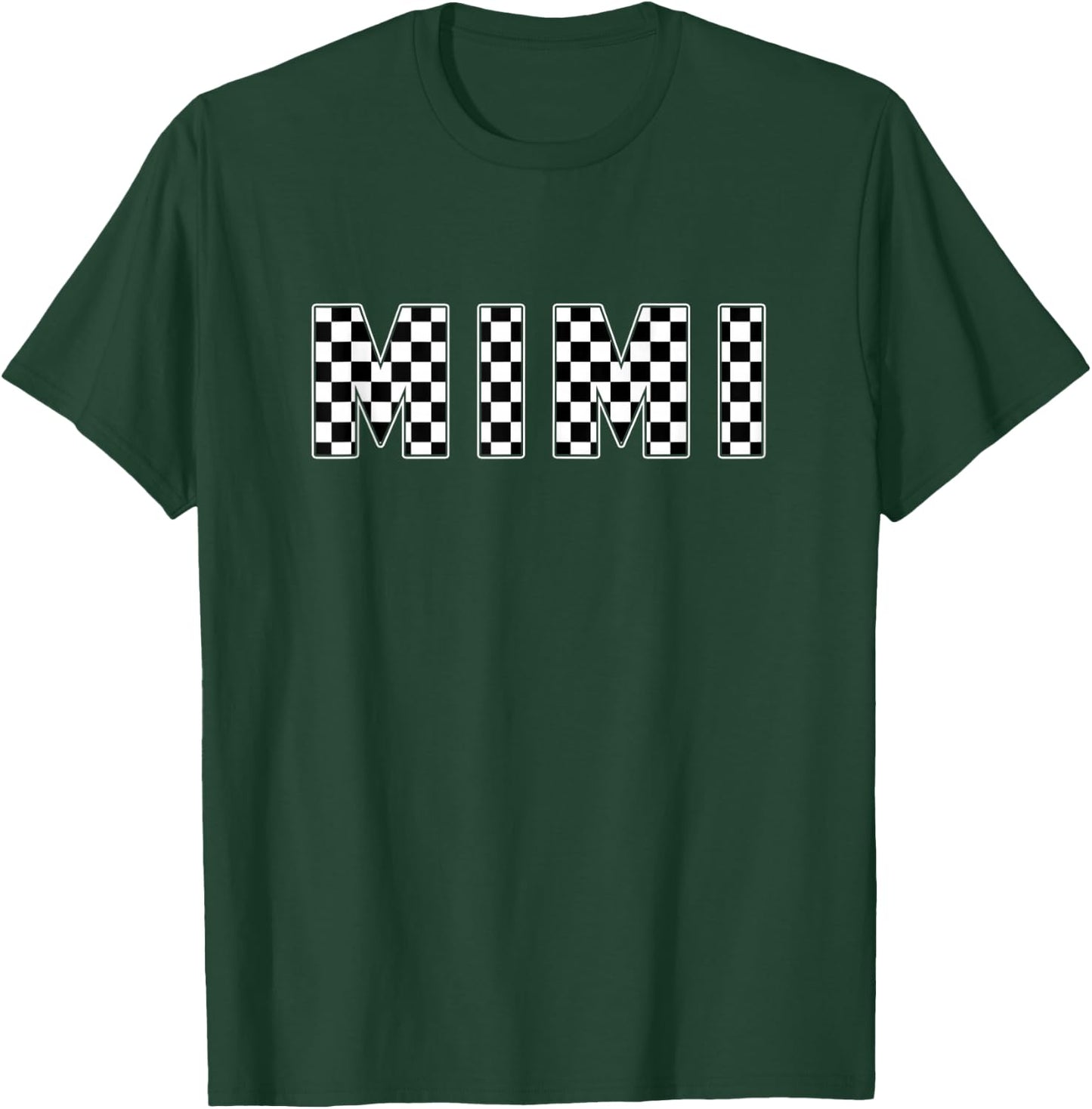 Mimi Racing Race Car Mimi Checkered Flag Pit Crew Bday T-Shirt - T-Shirt | Forest