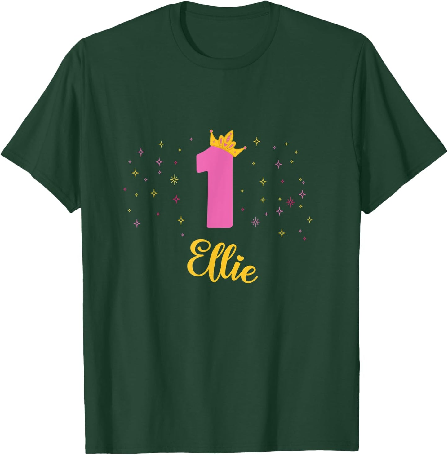 ELLIE First Birthday Novelty Girls Custom Name T-Shirt - T-Shirt | Forest