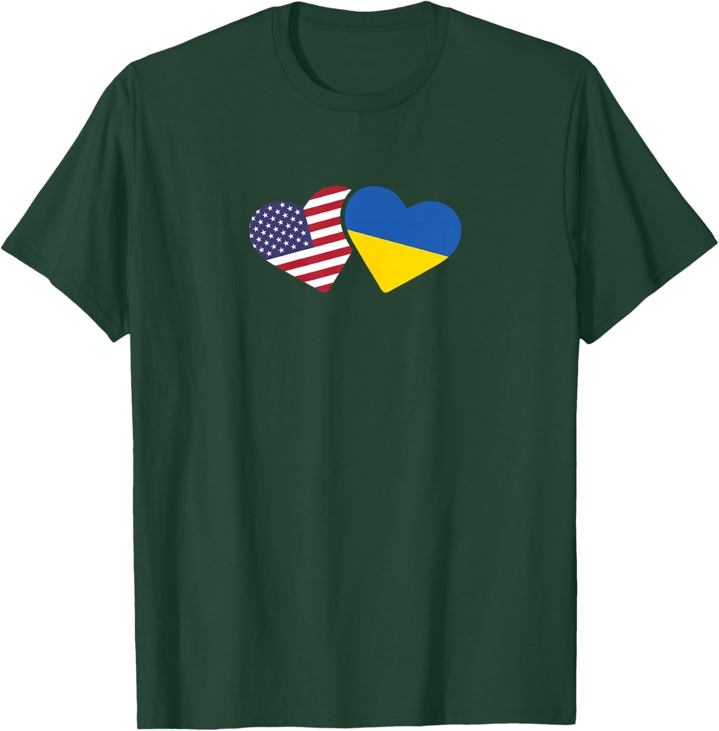 Ukraine USA Flag T Shirt Heart Ukrainian Americans T-Shirt - T-Shirt | Forest