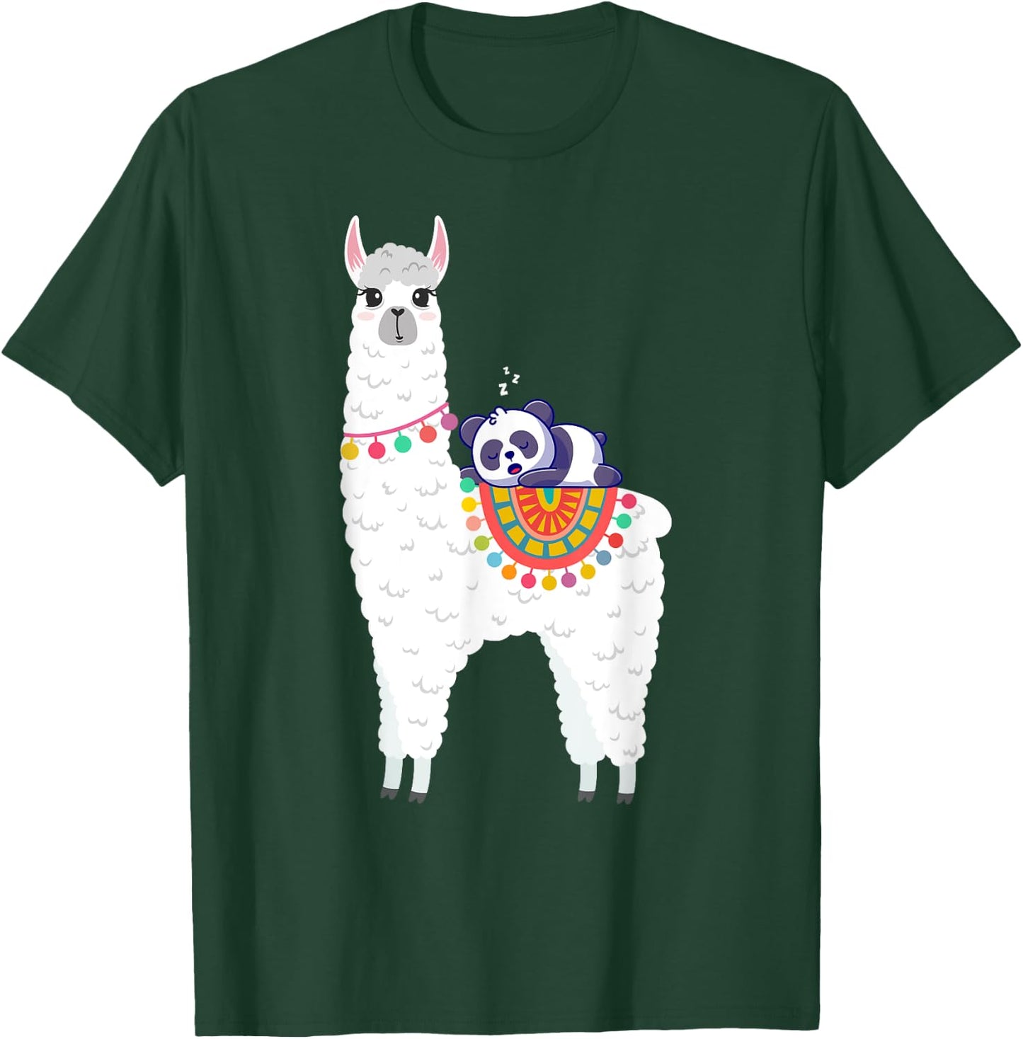 Llama & Panda Sleeping Shirt, Pajama Nightwear Nightgown T-Shirt - T-Shirt | Forest