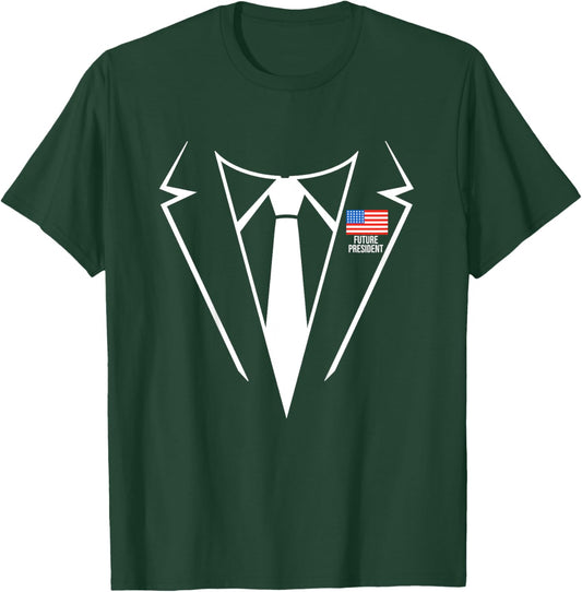 Future President Costume Suit Tux American Flag Patriotic Kids T-Shirt - T-Shirt | Forest