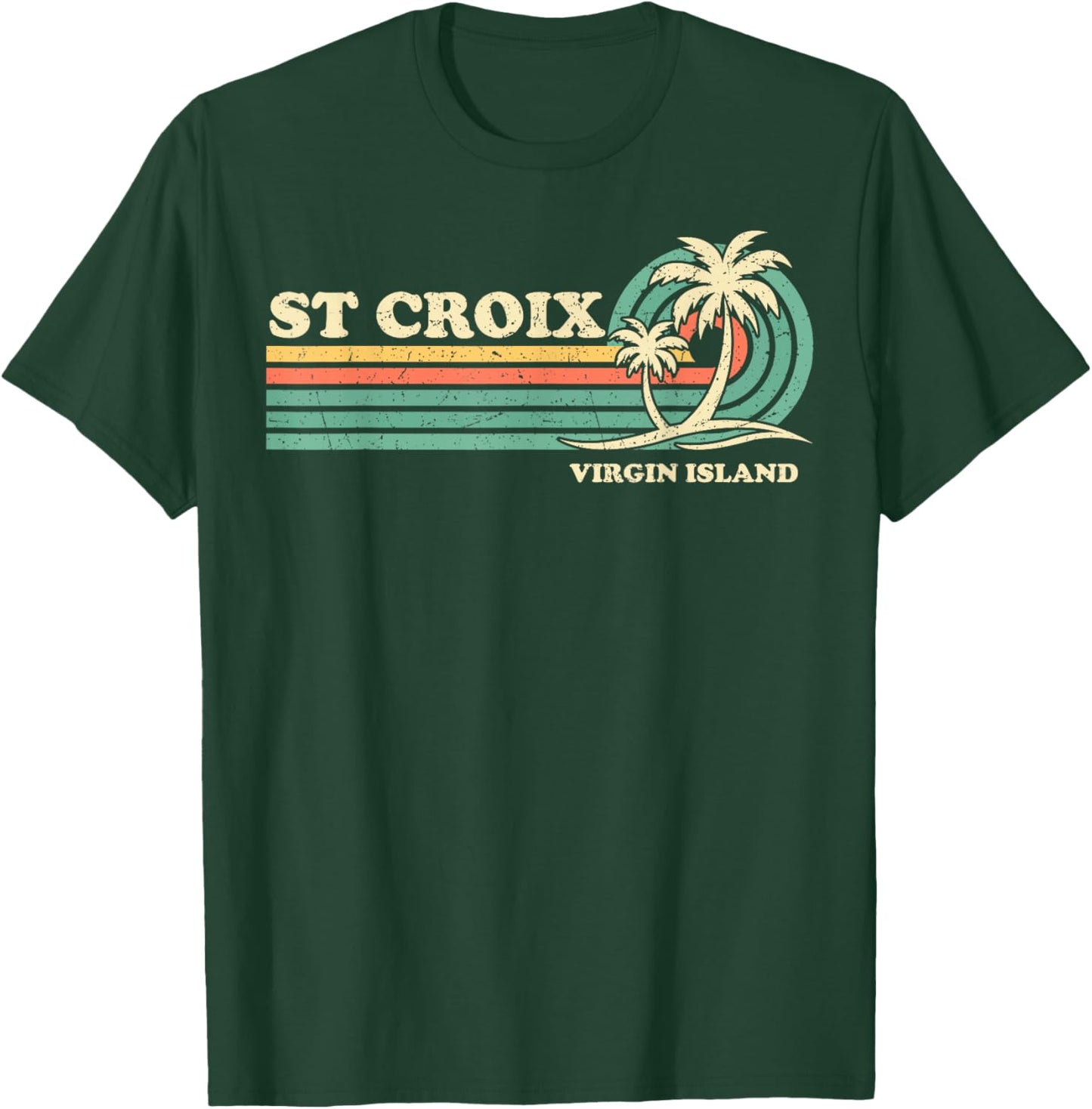 Vintage Retro Summer Vacation Virgin Island St. Croix Beach Men Women T-Shirt - T-Shirt | Forest