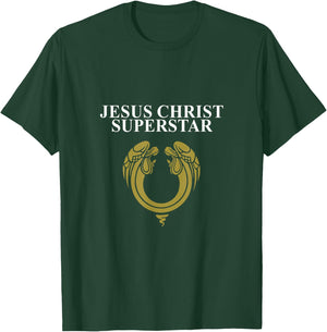 Andrew Lloyd Webber Official 'Jesus Christ Superstar' 1970 Classic Logo Brown Adult X-Small Classic Fit Short Sleeve Cotton T-Shirt - T-Shirt | Forest
