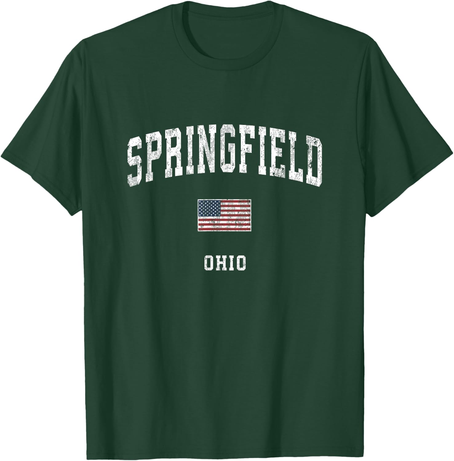 Springfield Ohio OH Vintage American Flag Sports Design T-Shirt - T-Shirt | Forest
