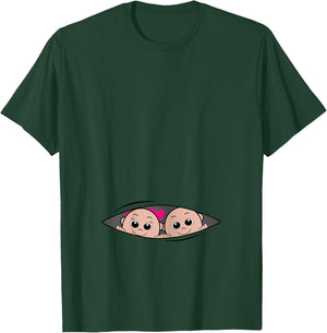 Boy and Girl Twin Pregnancy Announcement T-Shirt - T-Shirt | Forest