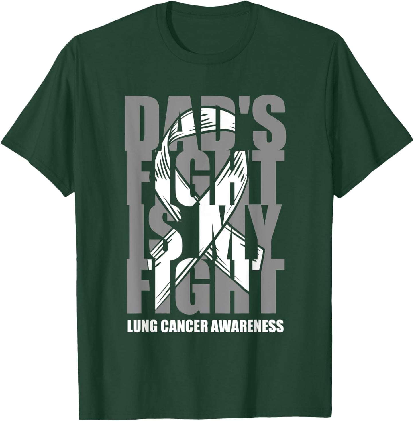 Lung Cancer Awareness White Ribbon November Dad's Fight Gift T-Shirt - T-Shirt | Forest