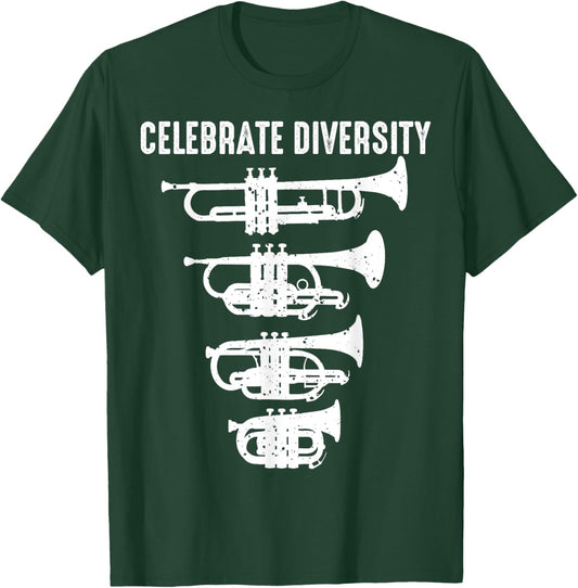 Cool Celebrate Diversity Trumpet Gift Cute Flugelhorn Cornet T-Shirt - T-Shirt | Forest