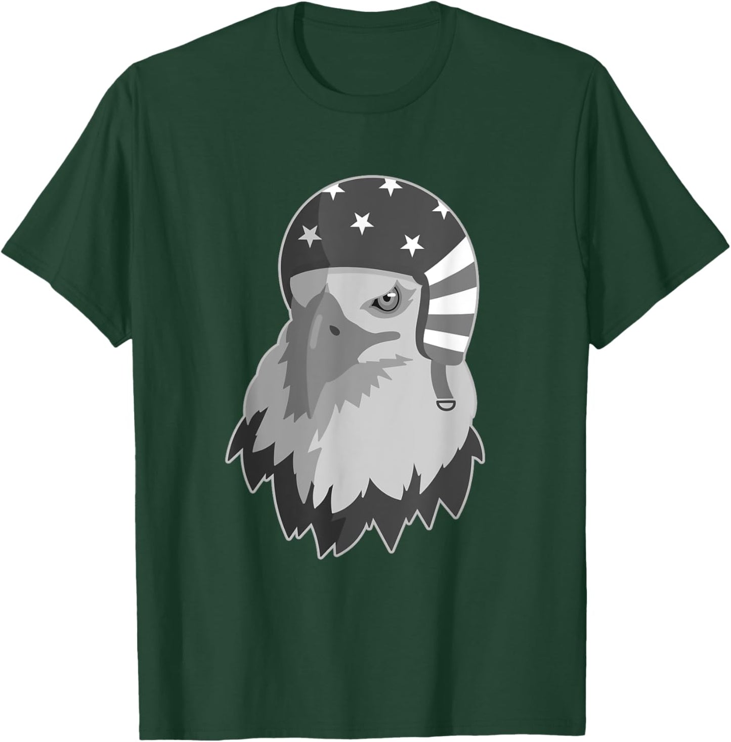 Funny Eagle Mullet Helmet USA 4th Of July American Flag Gift T-Shirt - T-Shirt | Forest