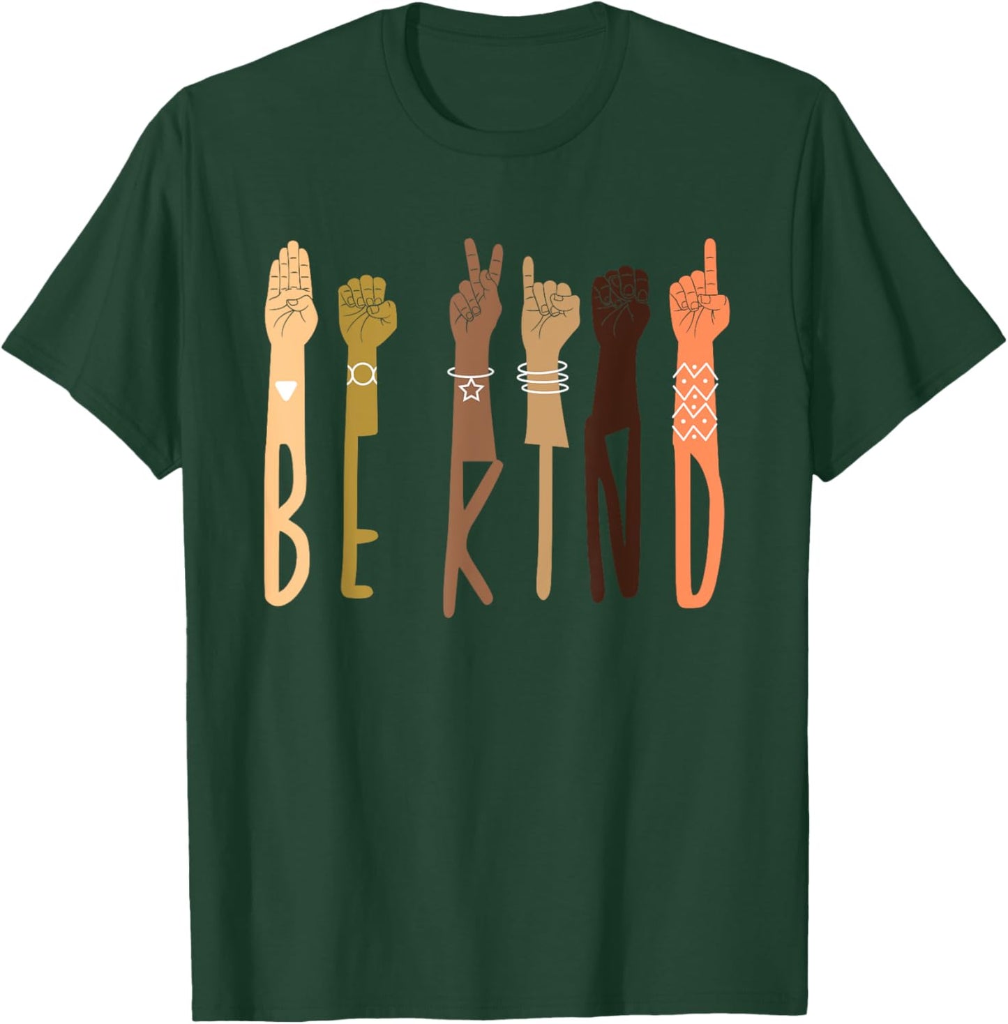 Be Kind Sign Language ASL Teachers Interpreter Funny Gifts Men Women Kids T-Shirt - T-Shirt | Forest